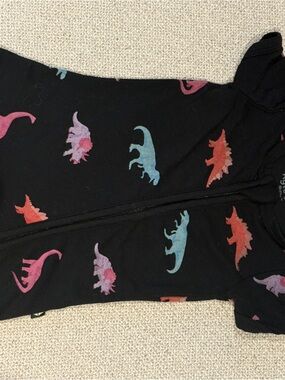 Kyte Black Dinosaur Zip One-Piece Romper - Pink & Teal Dino Print-retired print